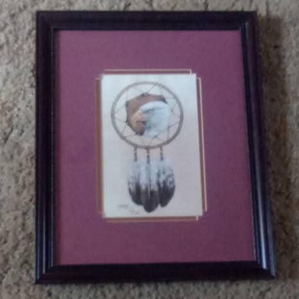 Eagle Dream Catcher 15"X13"  Framed Art Artist Signed Oneta #48/100